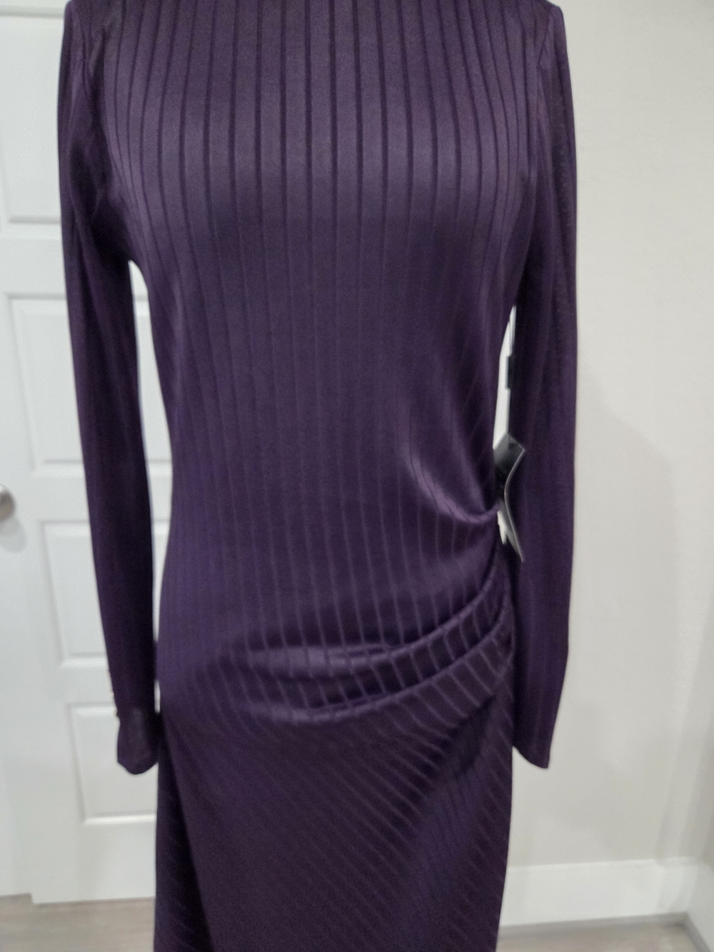 WHBM Long Sleeve Ribbed Maxi Dress in DEEP AMYTHYST Sizec Medium NWT - Picture 4 of 8